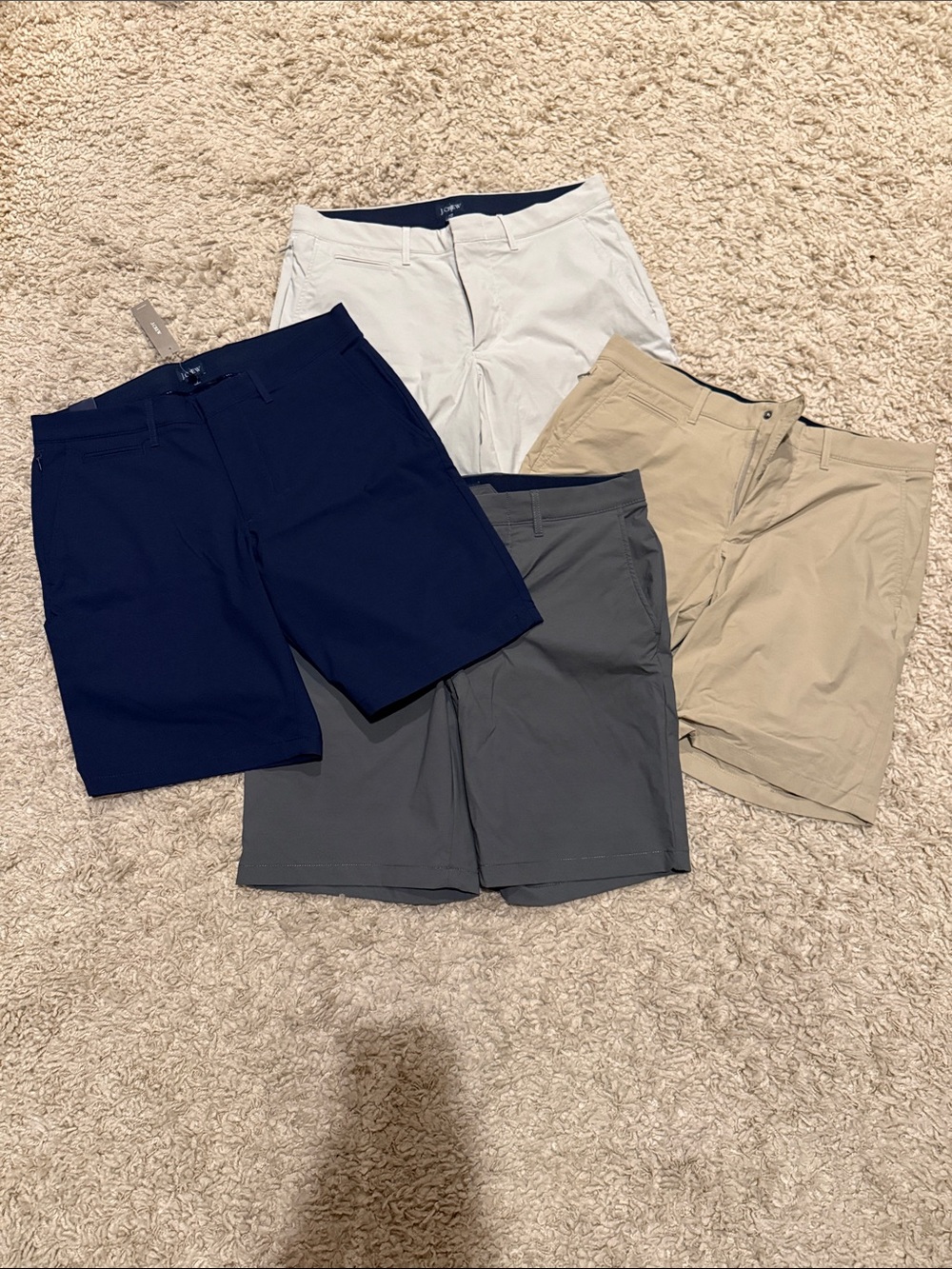 Pair of 4 J Crew Men's Tech Shorts 32 Waist 9"